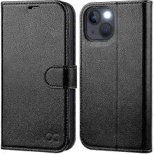 Iphone 13 Mini Case Faux Leather Black Flap Card Holder - XY