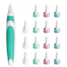 (Green) Ear Wax Remover Tool Ear Cleaner With Soft Silicone 16 Replacement Tips Simply To Grab And Extract Earwax