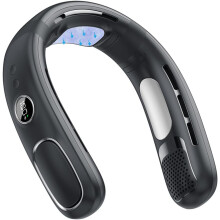 (Black) Portable Cooling Neck Fan - USB Rechargeable Bladeless Neckband Fan with 5 Speeds & LED Display