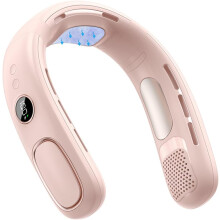(Pink) Portable Cooling Neck Fan - USB Rechargeable Bladeless Neckband Fan with 5 Speeds & LED Display