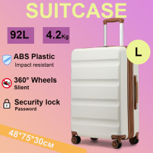 (28 inch) 19/24/28 Inch ABS Hard Shell Suitcase Cream Color Luggage with 4 Spinner Wheels and Dial Combination Lock