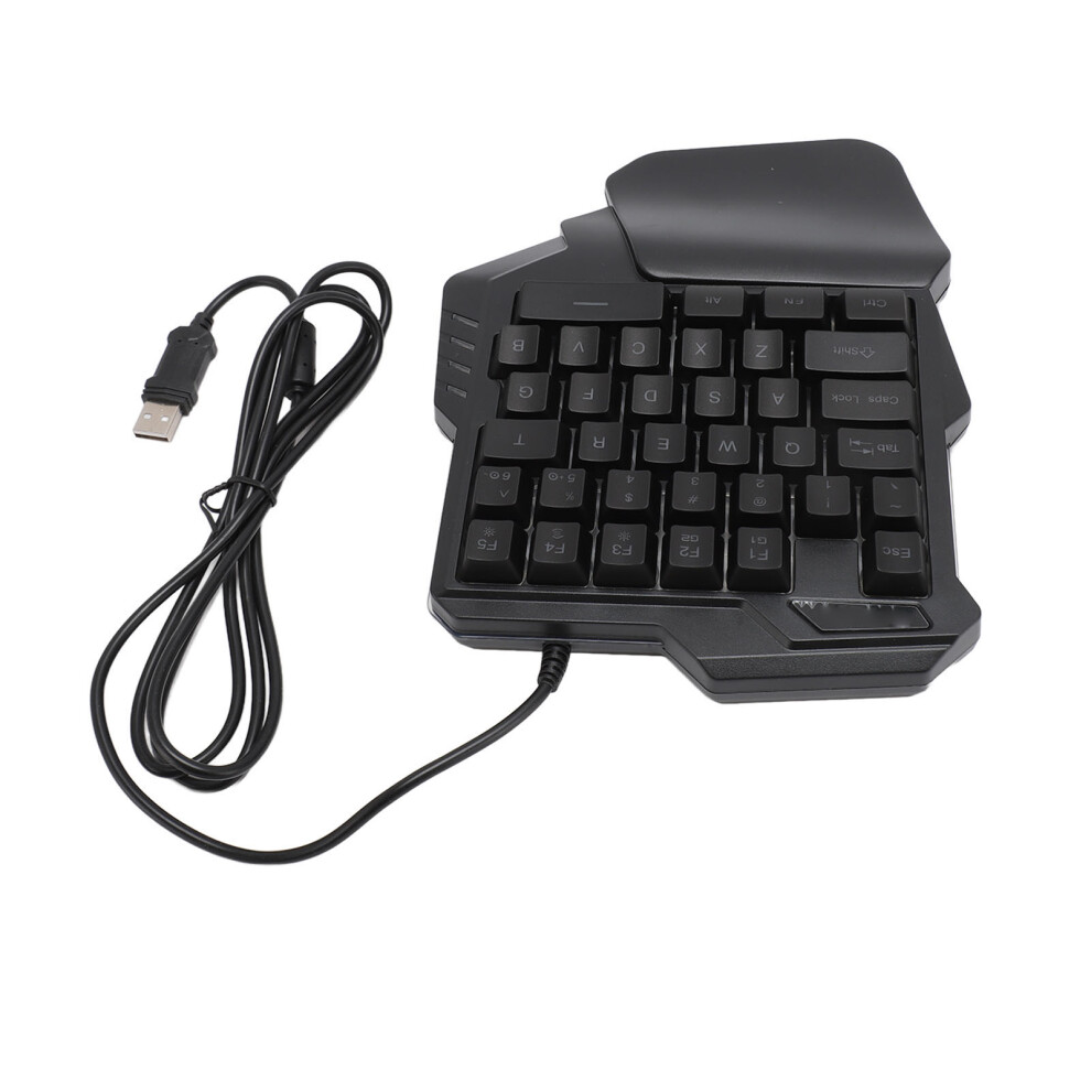 One Handed Gaming Keyboard 7 Color Rgb Backlight Ergonomic 35 Keys Portable Mini Gaming Keypad With Wrist Rest For Pc Gamer 9351314468149