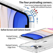Case for Iphone 11 Pro + 2 Windows Tempered Glass Shockproof Transparent Silicone Tpu Reinforced Corners - XY
