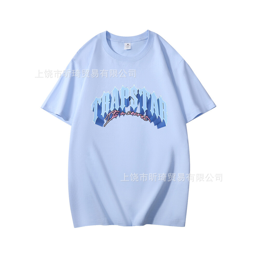 (Light Green, XXL) Trapstar Summer New Printed Cotton Loose Fashion Short Sleeve American Street Style T-Shirt for Men and Women-image-OPC-PHQWP8T-NEW