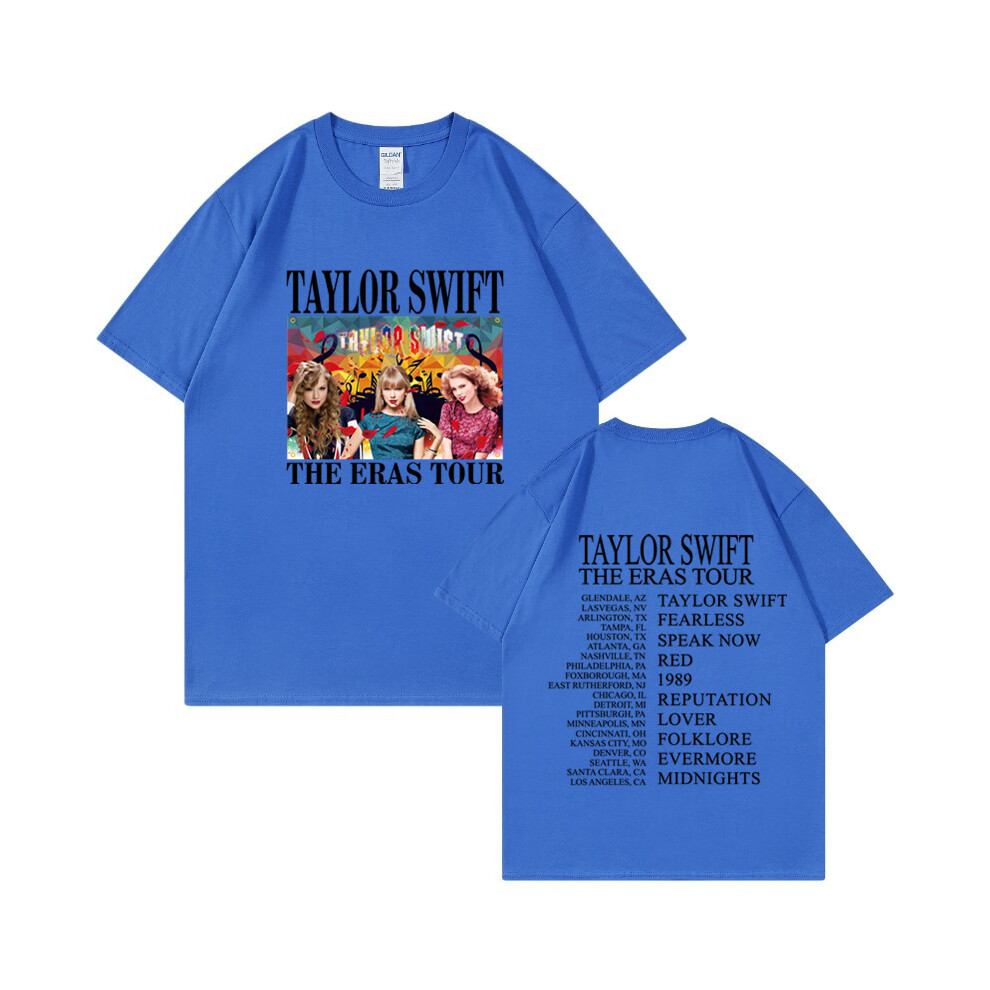 (Blue-4, S) Singer Taylor Swift Summer Round Neck Print Men and Women's Short Sleeve T-Shirt-image-OPC-PHQWQXX-NEW