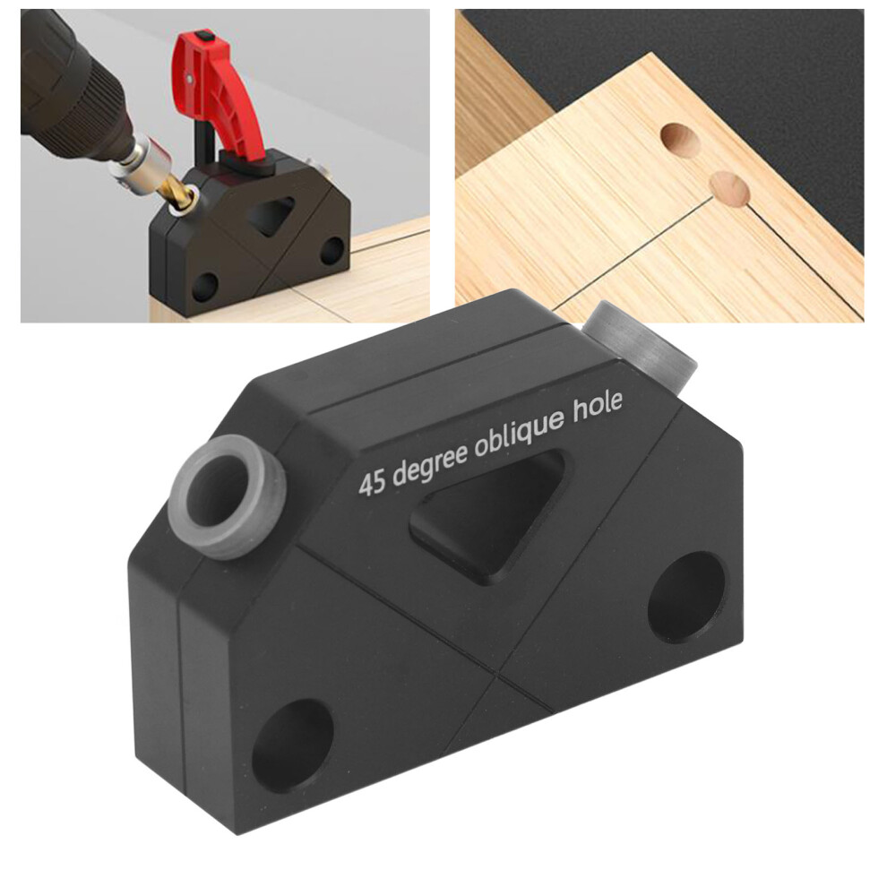 Woodworking Inclined Hole Fixture Black Aluminum Alloy 45 Degree Angle Hole Drill Guide 8111314473199