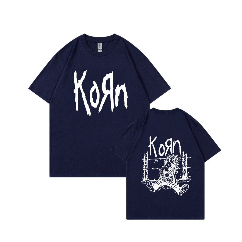 (navy blue, XXXL) Hip-hop Casual Round Neck Cotton T-shirt Summer New Unisex Street Short Sleeve-image-OPC-PHQWSRC-NEW