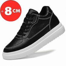 (44, black) Lift Sneakers Man Elevator Shoes Height Increase Insole 8cm White Black Taller Shoes Men Leisure Fashion Sports Plus Size 36-44