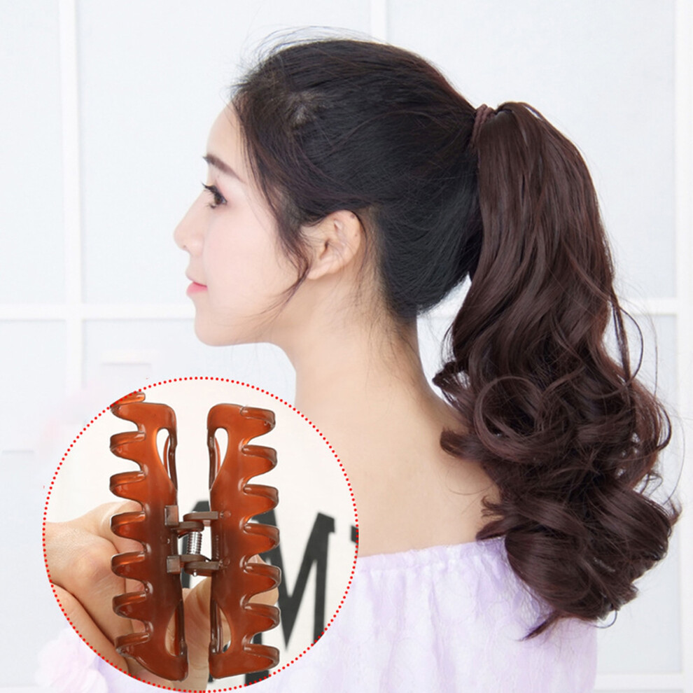 Unisex Ponytail Extension Claw Mid-Length Curly Wavy Natural Soft Clip Wig For Women & Girls Invisible Synthetic Hairpieces