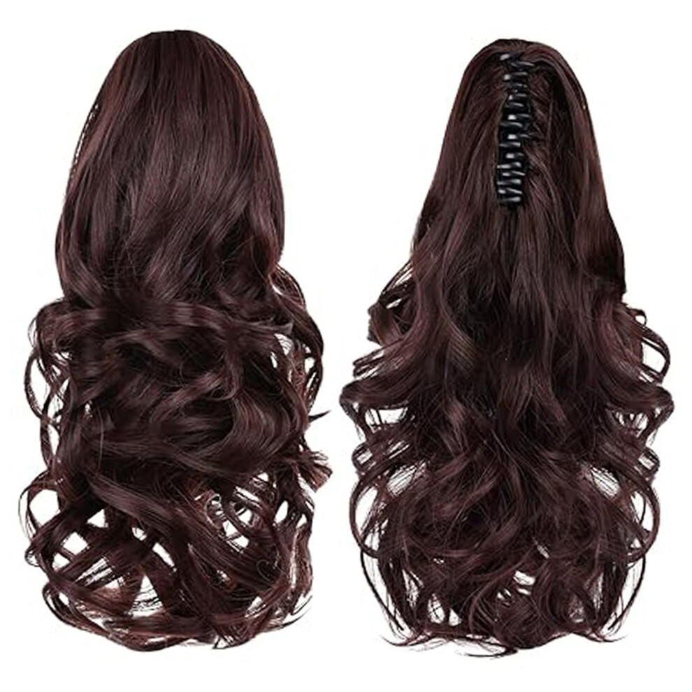 Unisex Ponytail Extension Claw Mid-Length Curly Wavy Natural Soft Clip Wig For Women & Girls Invisible Synthetic Hairpieces