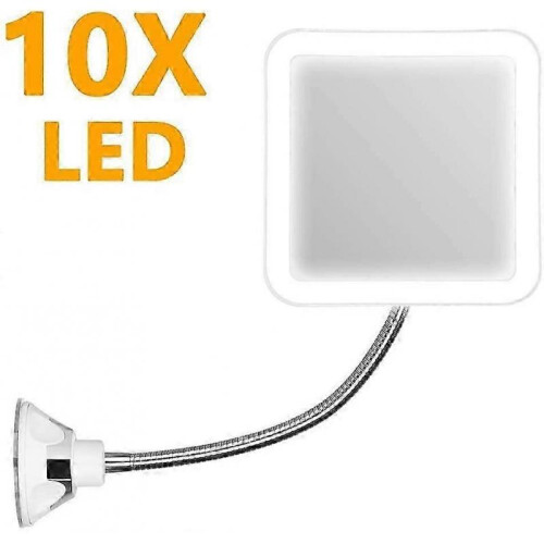 Magnifying Mirror with LED Lighted Illumination and Strong Suction Cup