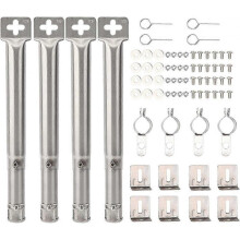 4Pcs Universal Adjustable Stainless Steel BBQ Gas Grill Replacement Straight Pipe Tube Burner Barbecue Accessories (Color : Silver)
