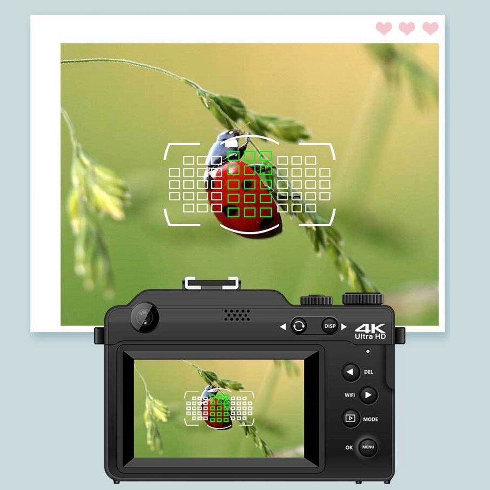 Digital Camera Black 64MP 4K 3in IPS Screen 18X Zoom Beauty Filter Autofocus with Wide Angle Lens Compact Portable Selfie Camera for Vlog-image-OPC-PHQWX5Y-NEW