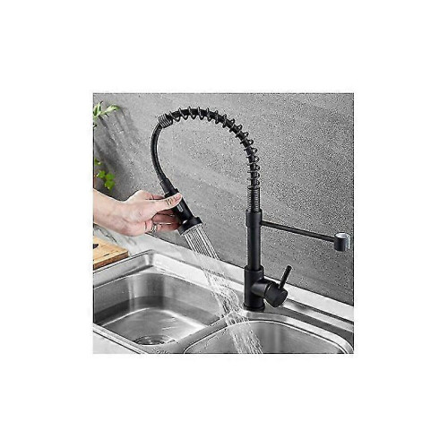 Kitchen mixer tap Matte black kitchen faucet with pull-out sprayer black 1