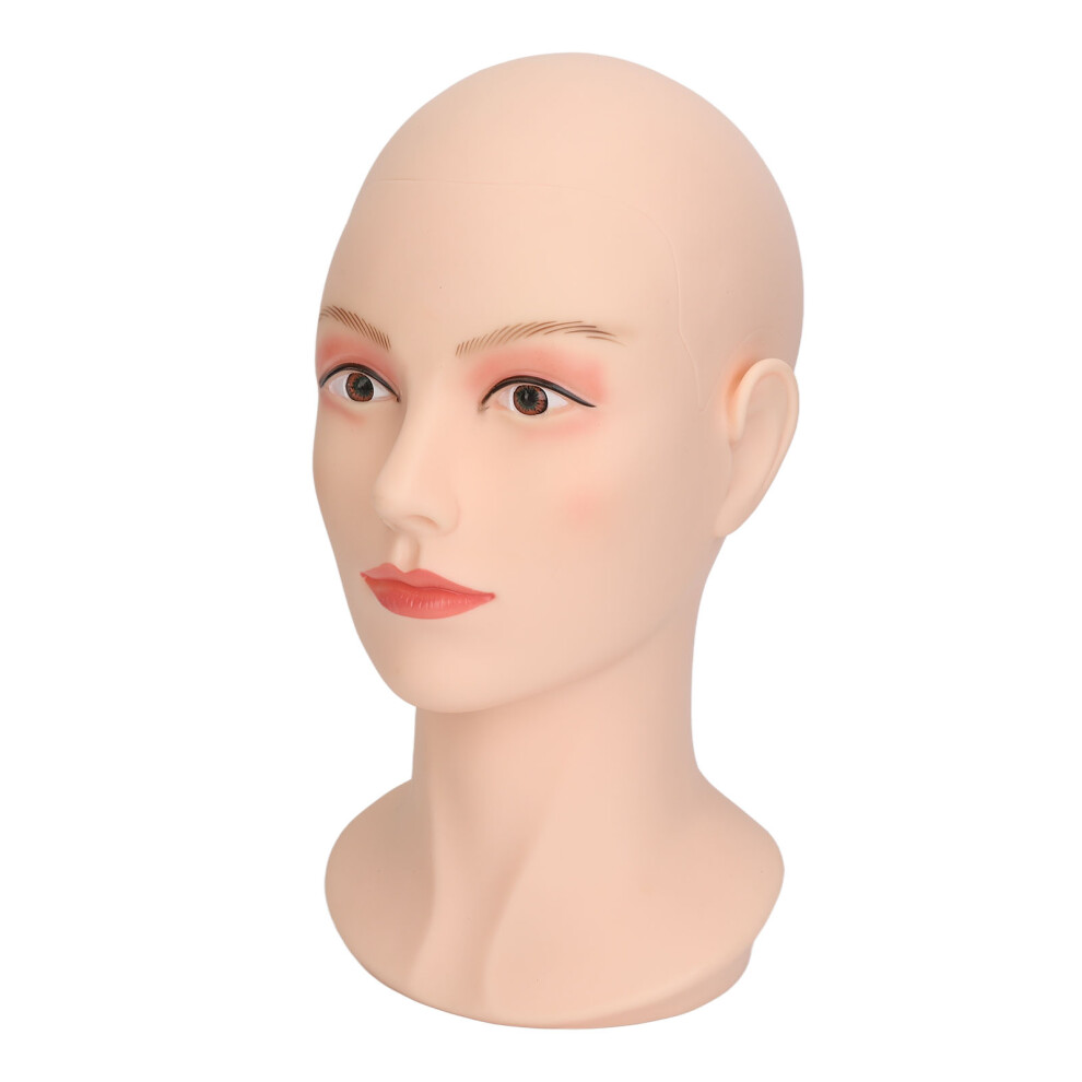 Bald Manikin Head Wig Mannequin Head Female Face Washable PVC Mannequin Head Stand for Hats Display