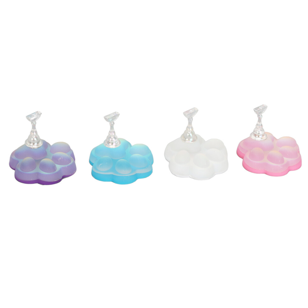 4pcs Nail Art Display Stand Cat Paw Shaped Magnetic Bottom Nail Tip Holder for Salon Use