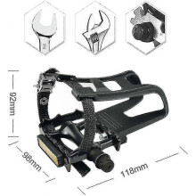 Bike Pedals with Clips And Straps, for Spin Bike, Exercise Bike And Outdoor