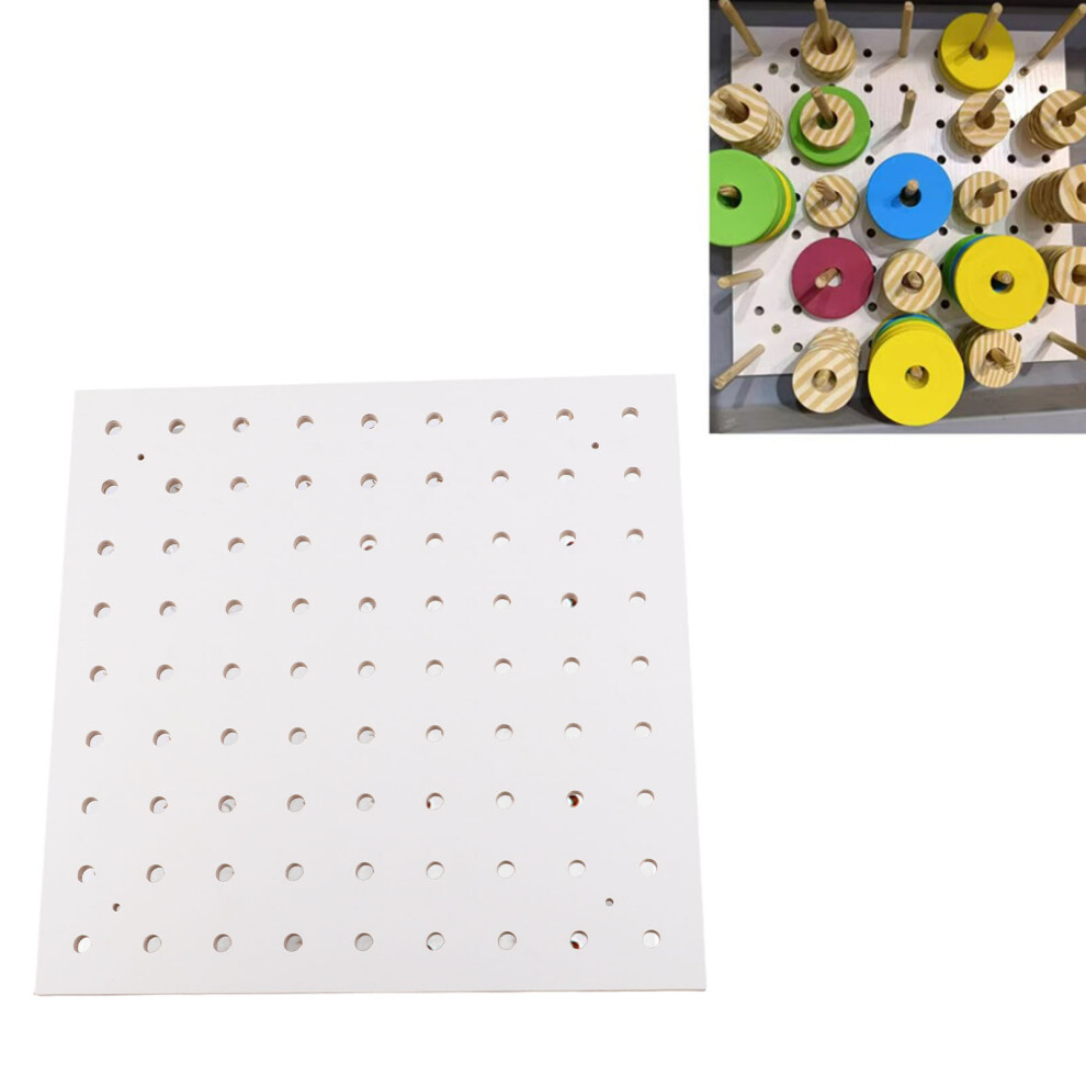 25 Spools Sewing Thread Holder Wall Mounted Sewing Thread Peg Board Pegboard Wall Organizer with 25 Wooden Sticks White 300x300mm-image-OPC-PHQWXXM-NEW