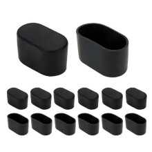 (25x50mm) 20 Pcs Black Furniture Feet Cover Table Chair Legs Pad Floor Protector, Oval, Rubber And Pvc