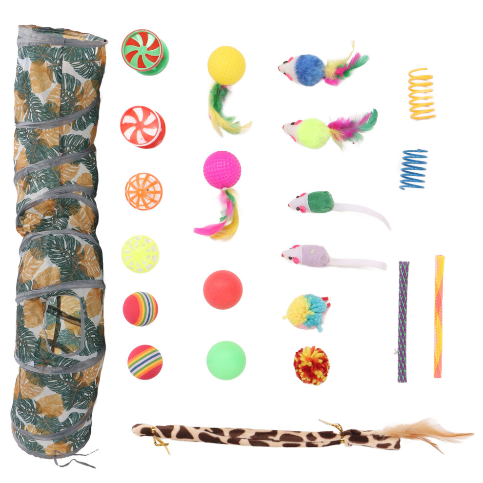 22Pcs Cat Tunnel Toys Set Collapsible Tube Tunnel Toys Safe and Durable Interactive Cat Toys Set with Cat Wand Toy