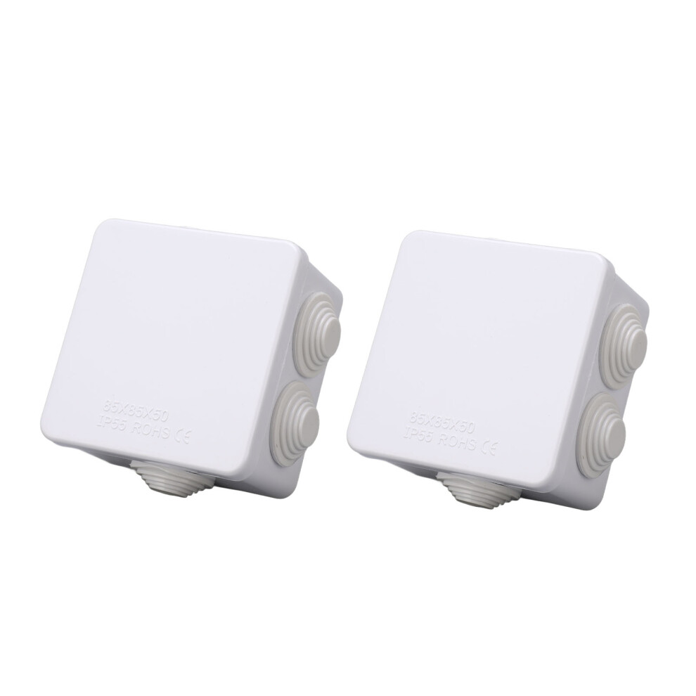 2Pcs Electrical Junction Box With Reserved Hole Abs Plastic Ip55 Waterproof Project Enclosure 85X85x50mm 4361314503318