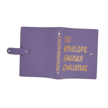 Money Saving Binder Waterproof PU Leather A5 Budget Binder with 100 Cash Envelope for Kids Adults Purple