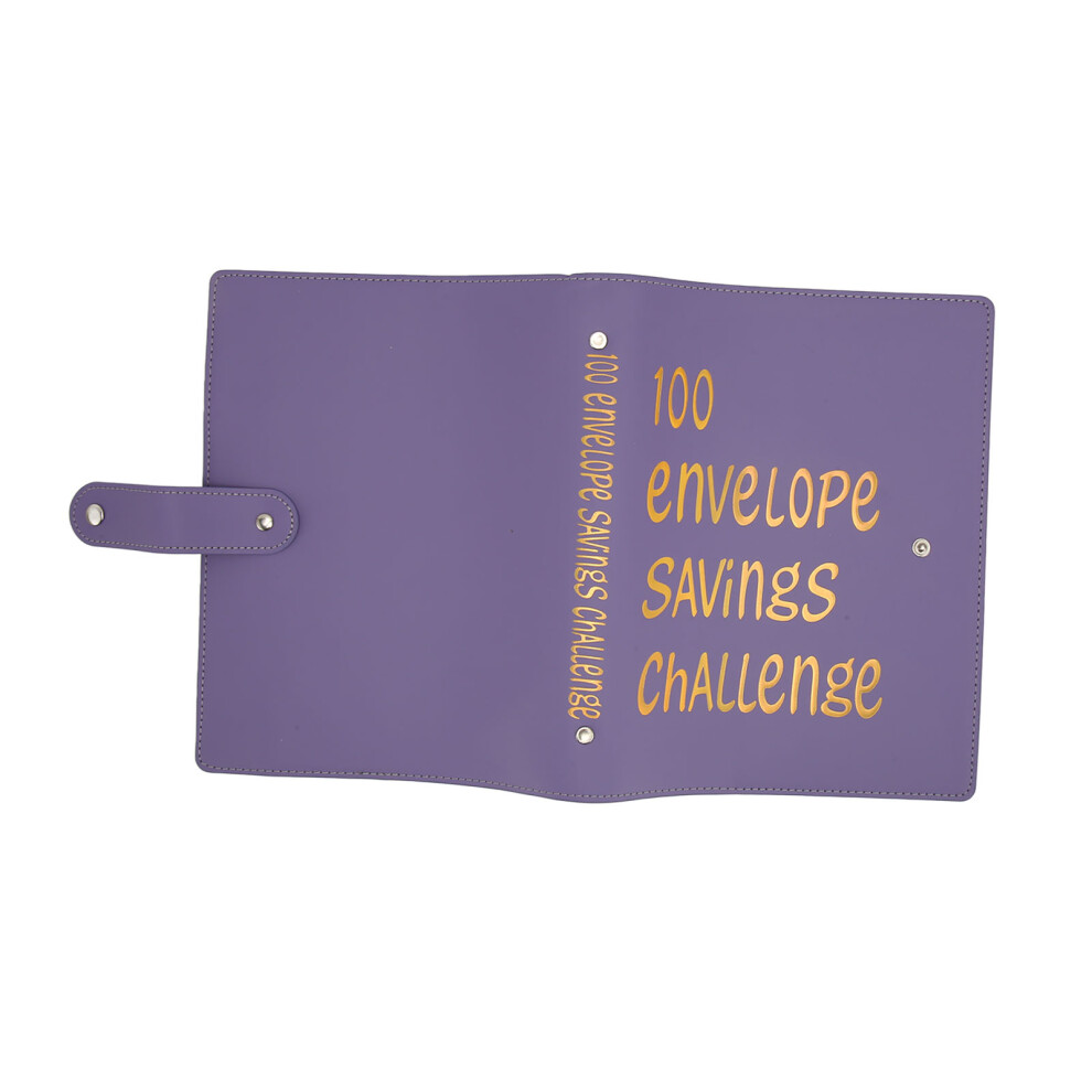 Money Saving Binder Waterproof PU Leather A5 Budget Binder with 100 Cash Envelope for Kids Adults Purple-image-OPC-PHQWYNG-NEW