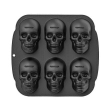 Halloween Skull Cake Pan Silicone Mold, 6 Cavities Pirate Skull 3D Silicone Mold Baking Pan,Black