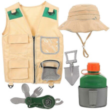 1 Set of Kids Explorer Kit Vest Hat Shovel Kettle Compass Kit Kids Cosplay Explorer Kit