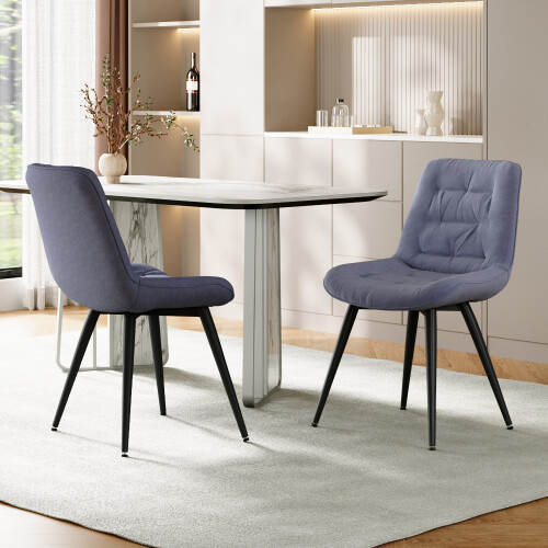 Living And Home (Grey) 2pcs Teddy Fleece Upholstered Dining Chairs 2