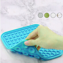 Pet Lick Mat Soft Silicone Prevent Choking Relieve Throat Sickness Cat Slow Eating Dish with Skid Resistance Suction Cup Sky Blue