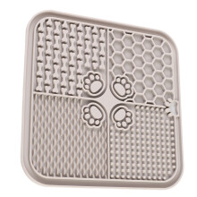 Pet Lick Mat Soft Silicone Prevent Choking Relieve Throat Sickness Cat Slow Eating Dish with Skid Resistance Suction Cup Grey