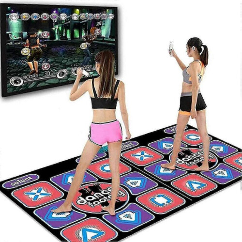 Double Dancing Mat Double User Wired Dance Mat Game Non-slip with 2 Remote