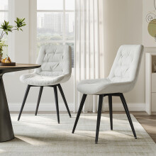 (White) 2pcs Teddy Fleece Upholstered Dining Chairs