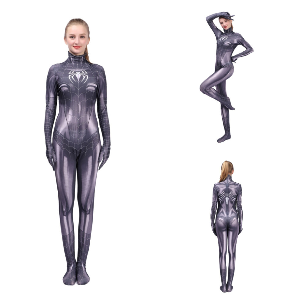 (Black, Kid-XL) Black Spider Symbiote Bodysuit - Sexy Cosplay Costume for Women & Girls