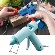 Mini Hot Glue Machine DIY Handcraft Ergonomic Rapid Melting Hot Melt Glue Tool with 10 Glue Sticks for Kids Blue
