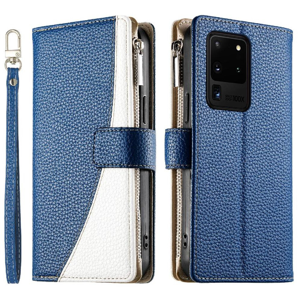 (Blue) Flip Case For Samsung Galaxy S20 Ultra Leather Case Wallet Elegant Card Slots Blue 764563783717