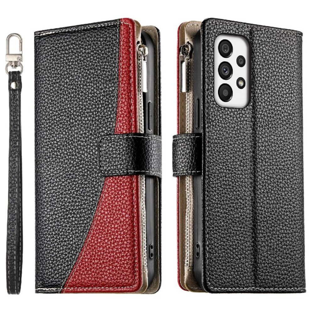 (Black) Flip Case For Samsung Galaxy A73 5G Wallet Card Slots Leather Case Elegant Black 764563783809