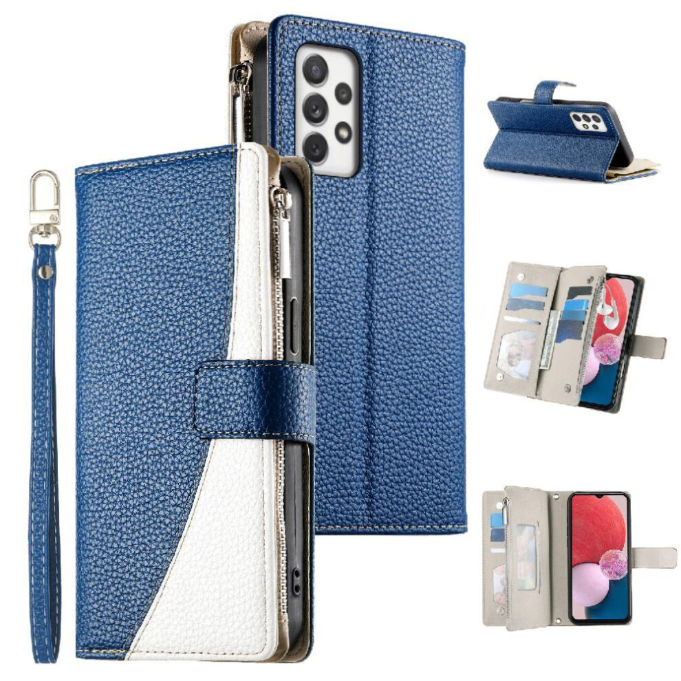(Blue) Flip Case For Samsung Galaxy A72 5G Wallet Card Slots Elegant Leather Case Blue 764563783892