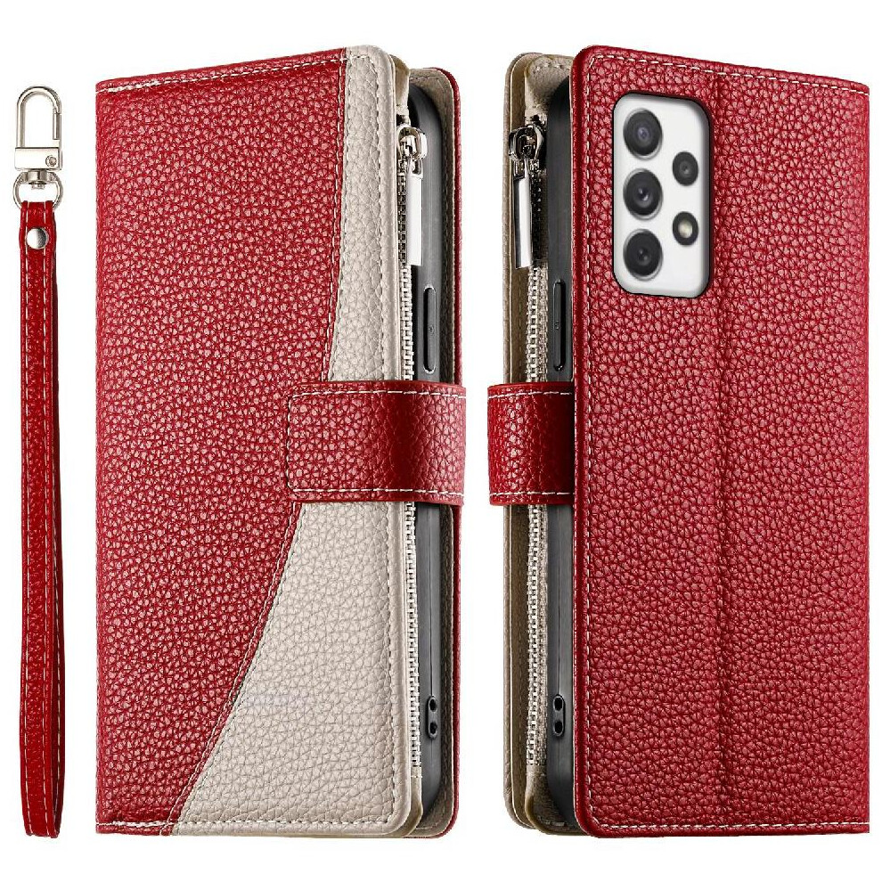 (Red) Flip Case For Samsung Galaxy A72 5G Wallet Card Slots Elegant Leather Case Red 764563783908