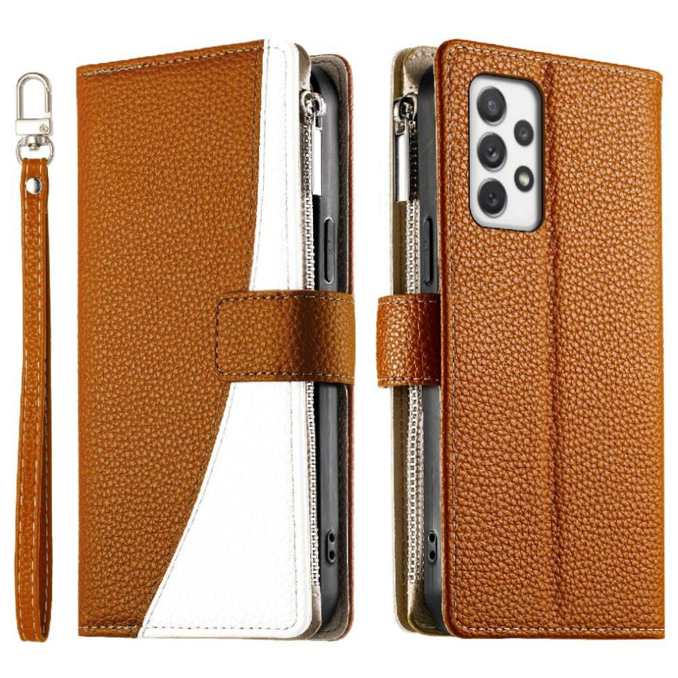 (Brown) Flip Case For Samsung Galaxy A72 5G Wallet Card Slots Elegant Leather Case Brown 764563783878