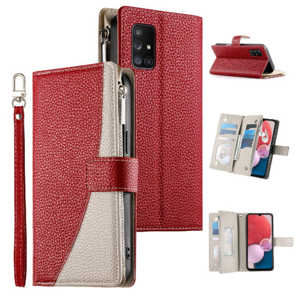(Red) Flip Case For Samsung Galaxy A71 4G Card Slots Elegant Wallet Leather Case Red 764563783960