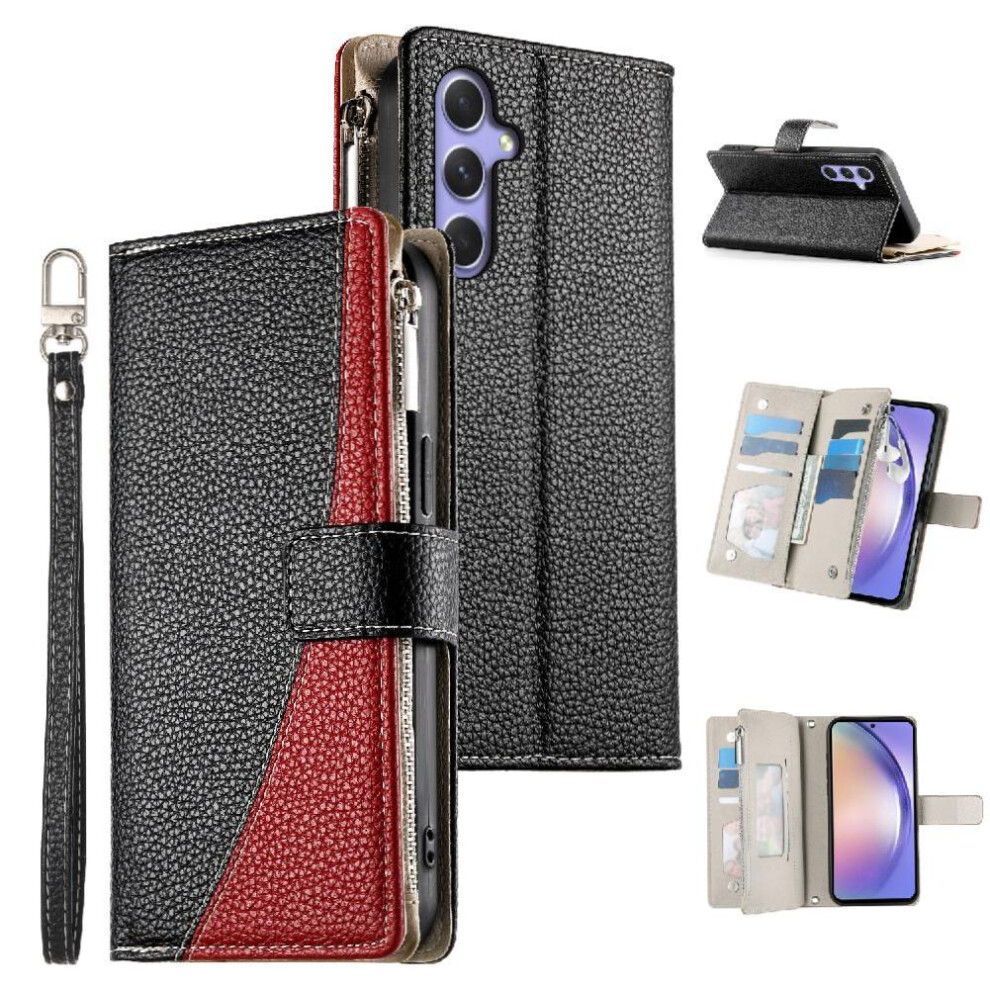 (Black) Flip Case For Samsung Galaxy A54 5G Elegant Leather Case Wallet Card Slots Black 764563784103