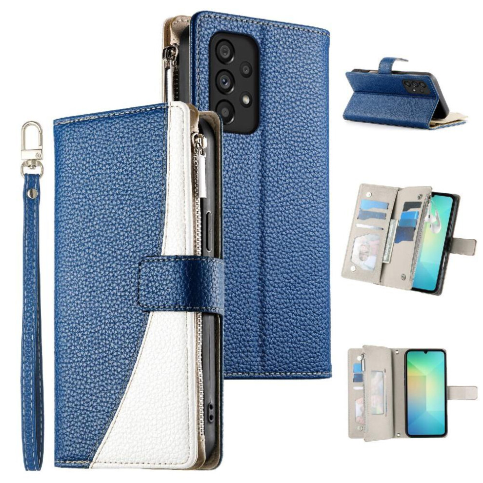 (Blue) Flip Case For Samsung Galaxy A53 5G Card Slots Leather Case Wallet Elegant Blue 764563784196
