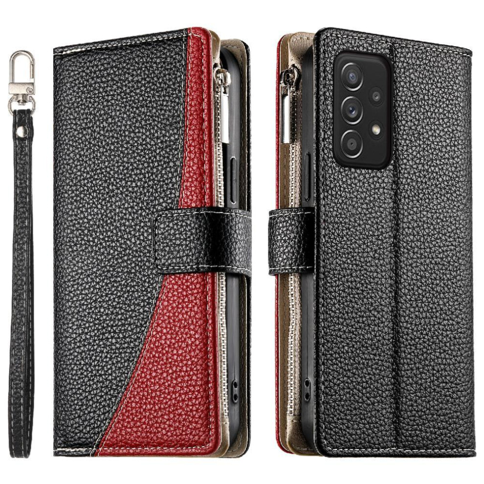 (Black) Flip Case For Samsung Galaxy A52 5G Leather Case Wallet Card Slots Elegant Black 764563784226