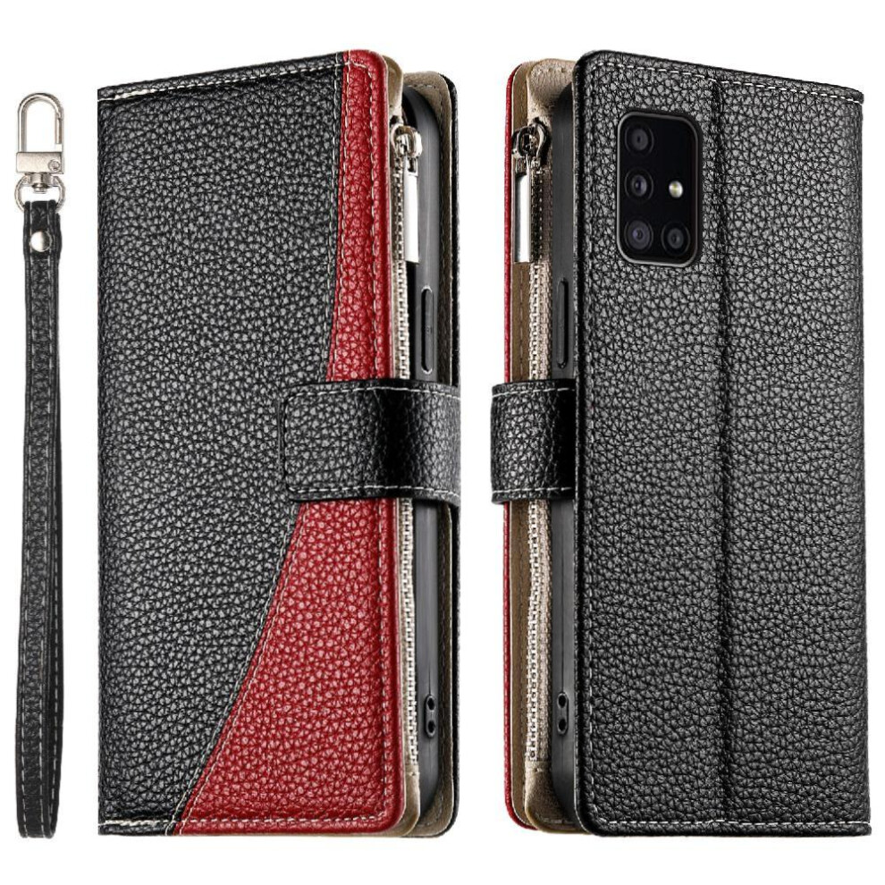 (Black) Flip Case For Samsung Galaxy A51 4G Leather Case Wallet Card Slots Elegant Black 764563784288