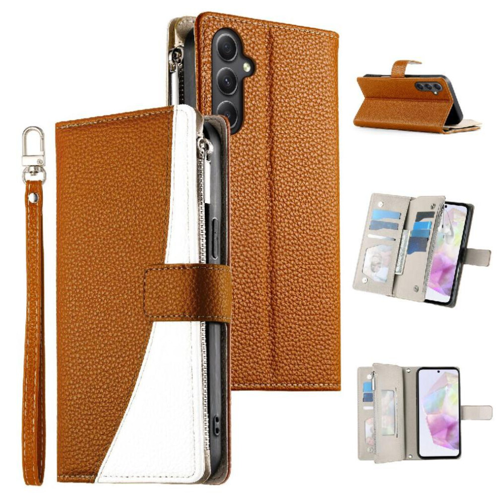 (Brown) Flip Case For Samsung Galaxy A35 Elegant Card Slots Wallet Leather Case Brown 764563784417