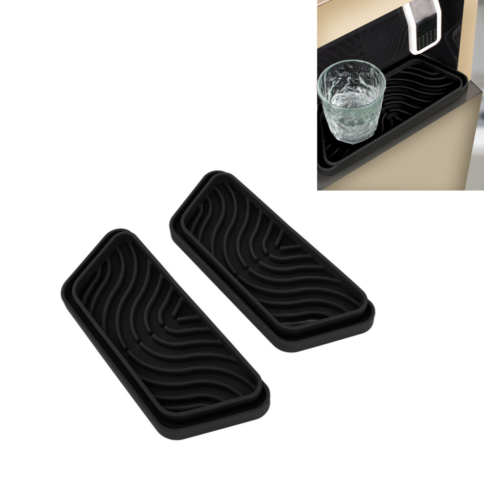 2Pcs Refrigerator Water Drip Tray Catcher Trapezoidal Silicone Refrigerator Drip Tray Catcher for GE for Samsung Black