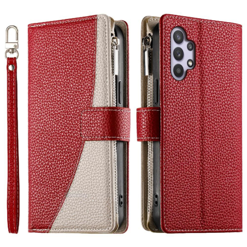 (Red) Flip Case For Samsung Galaxy A32 5G Leather Case Elegant Card Slots Wallet Red 764563784639