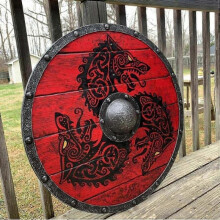 New Medieval Wood Sign Viking Wolf Warrior Handcrafted Battle Ready Shield Medieval Viking Warrior S